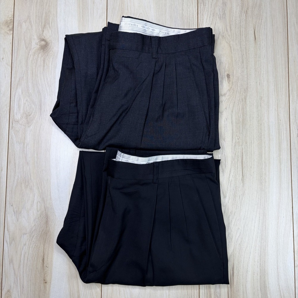 ZANELLA Pure Wool Triple Pleated Dress Pants Mens 34x30  Italy Lot Of 2